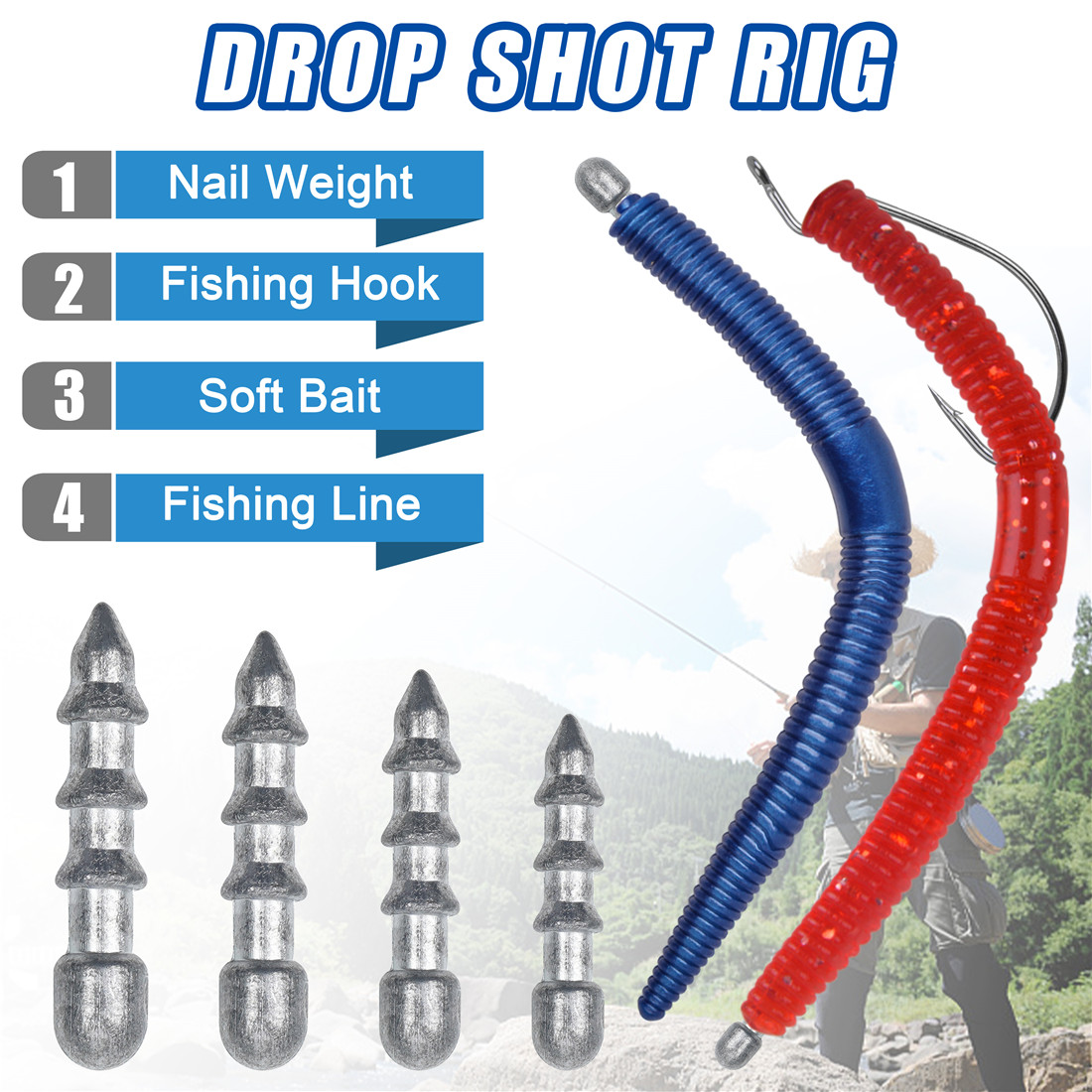 60PCS Nail weights Worm Fishin - Fishing Equipment Used incelemesi ve fiyatı